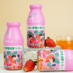 NFC草莓胡萝卜汁维C爆表无添加原果鲜榨儿童辅食孕妇推荐清甜可口245ml*5瓶