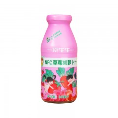 NFC草莓胡萝卜汁维C爆表无添加原果鲜榨儿童辅食孕妇推荐清甜可口245ml*5瓶