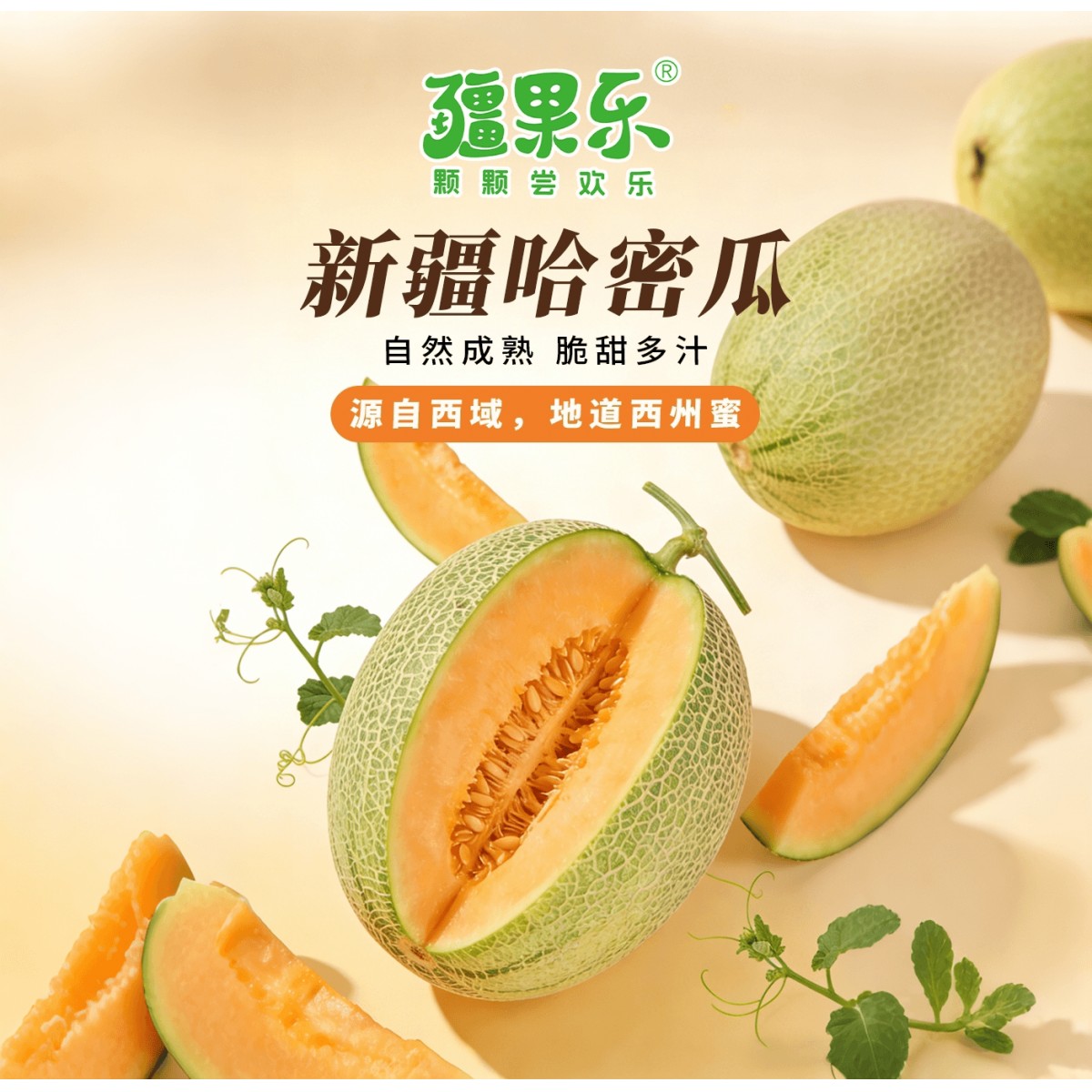 疆果乐新疆哈密瓜顺丰空运7/8斤【2-3头瓜】