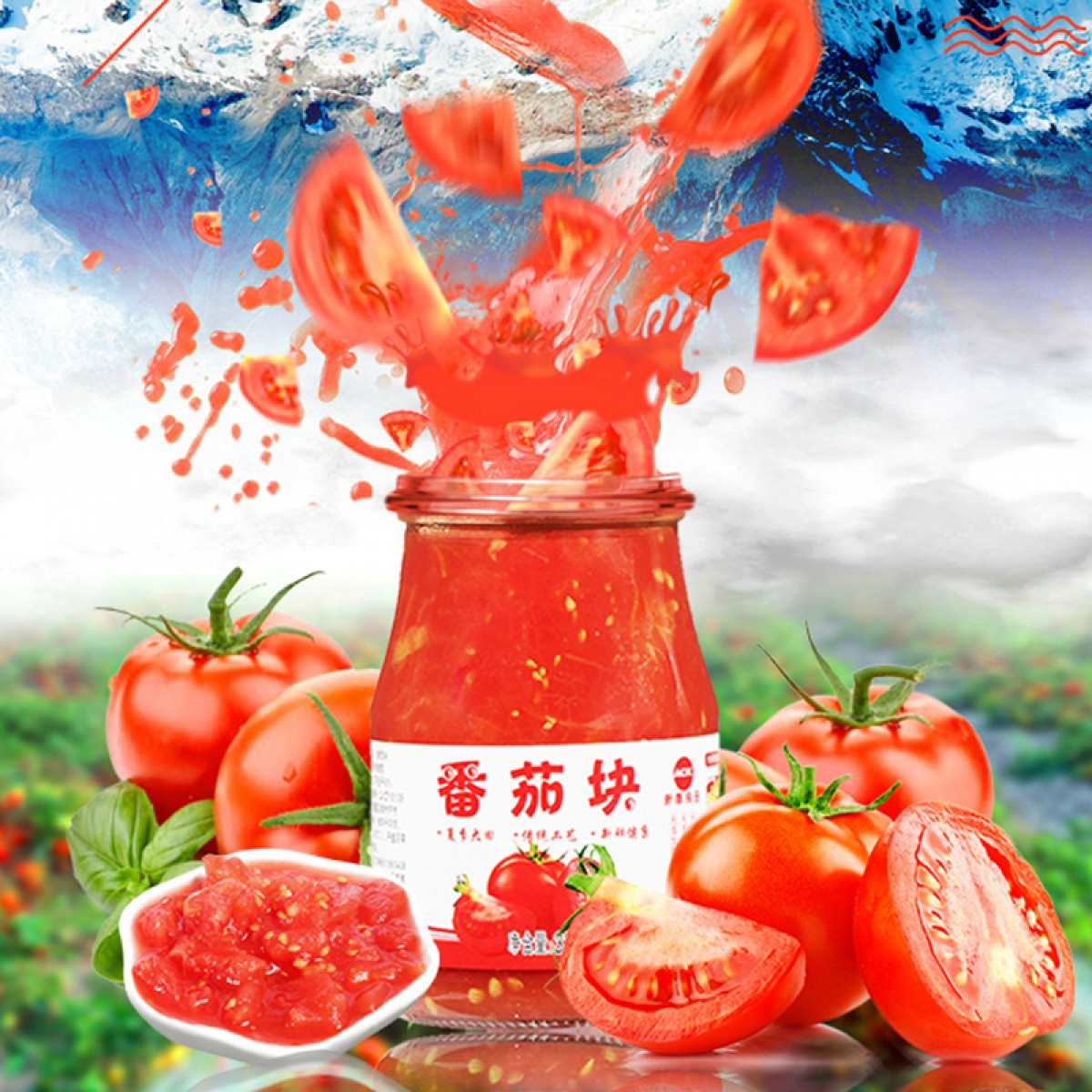 新康 新疆番茄罐头番茄丁番茄酱家用无添加剂新鲜西红柿块 335g番茄块*4瓶